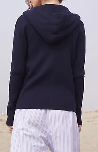 John Galt Navy Double Zip Hooded Sweater