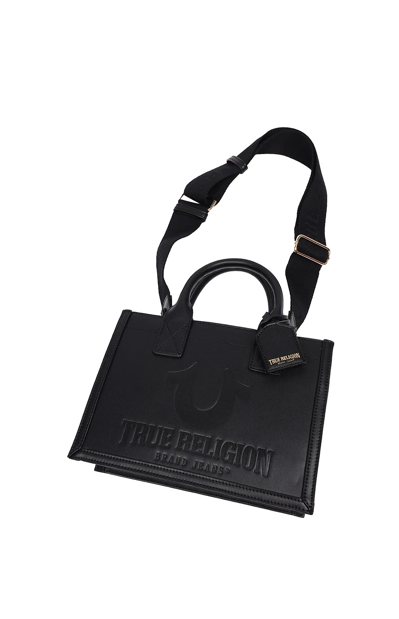 True Religion Debossed Logo Modern Tote Bag