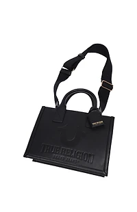 True Religion Debossed Logo Modern Tote Bag