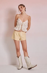 Beverly and Beck Mariah Ruffle Tie Front Top