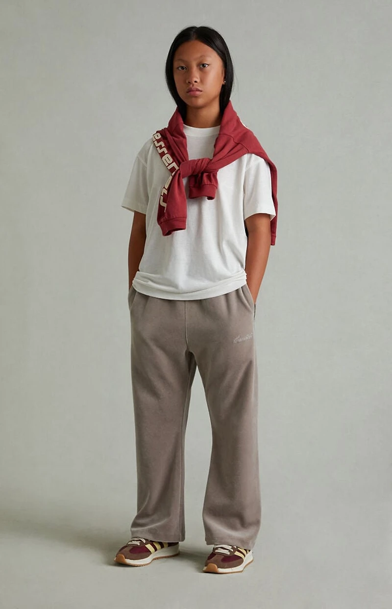 Fear of God ESSENTIALS Kids Smoke Grey Velour Flare Sweatpants