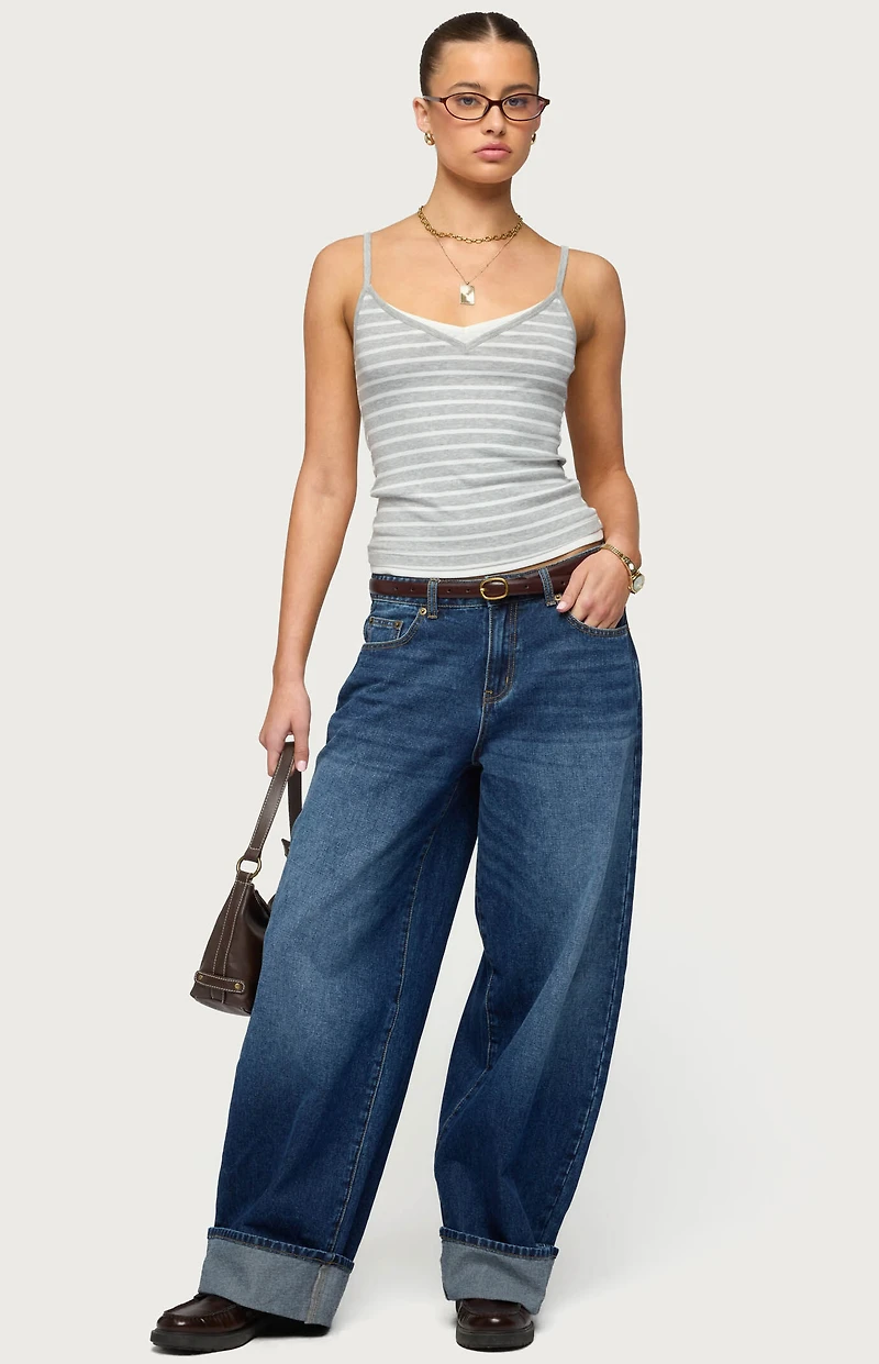 Edikted Layered Contrast Striped Tank Top