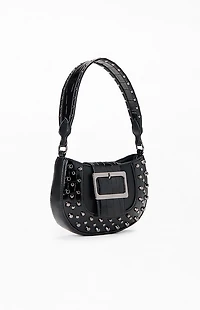 Pacsun Faux Leather Mini Studded Buckle Shoulder Bag