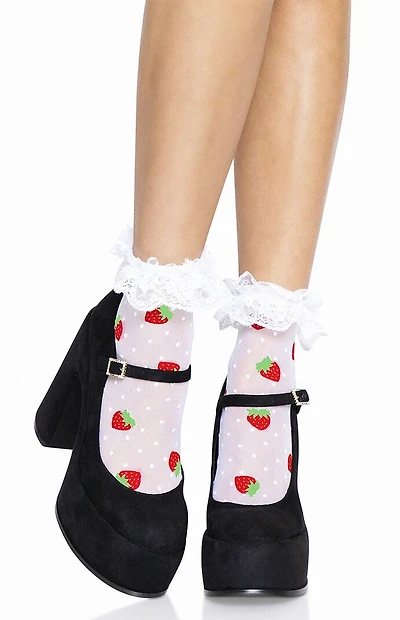 Leg Avenue Costume Strawberry Ruffle Ankle Socks
