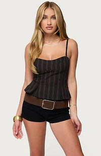 Edikted Kiya Striped Peplum Top