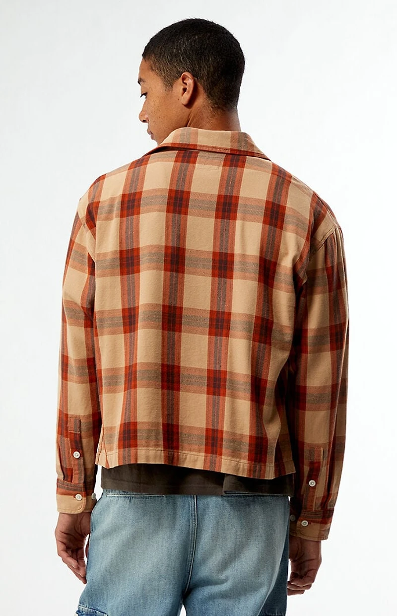 Pacsun Orange Long Sleeve Classic Flannel Shirt