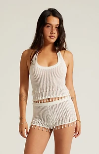 Beverly and Beck Alana Pearl Crochet Sweater Shorts