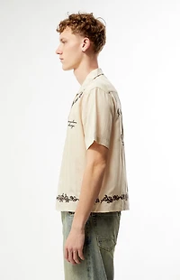 Pacsun Tan Somewhere Always Striped Camp Shirt