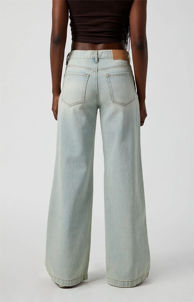 Pacsun Lena Low Rise Super Baggy Jeans Light Indigo Acid Wash