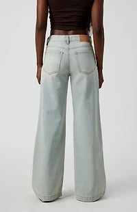Pacsun Lena Low Rise Super Baggy Jeans Light Indigo Acid Wash