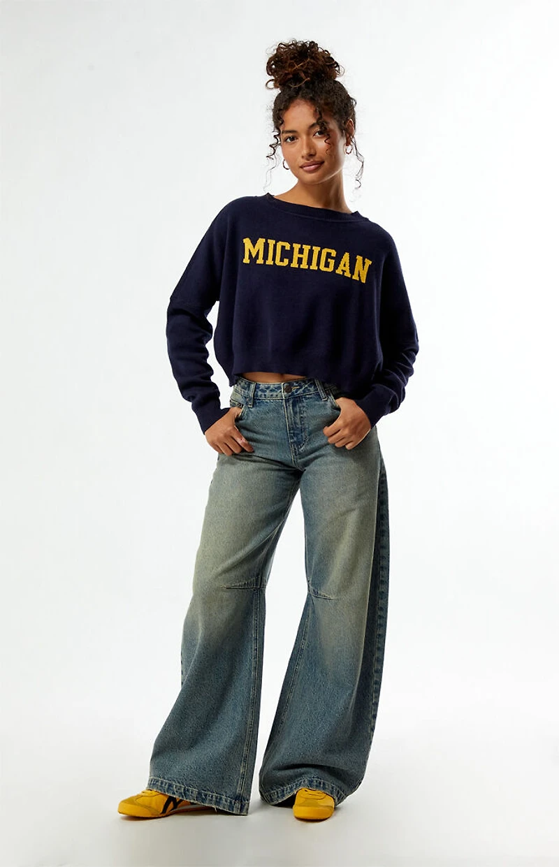 HYPE & VICE Michigan Wolverines Ivy Knit Cropped Sweater