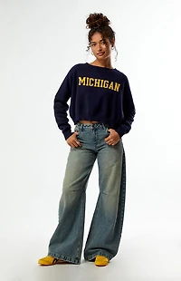 HYPE & VICE Michigan Wolverines Ivy Knit Cropped Sweater