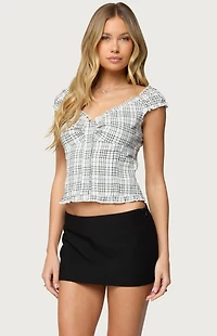 Edikted Dolsy Plaid Button Up Top