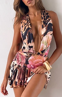 Tiger Mist Halter Scarf Mini Dress