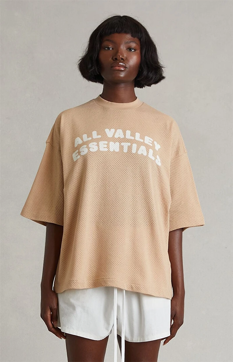 Fear of God ESSENTIALS Women's Tan Merch Mesh T-Shirt