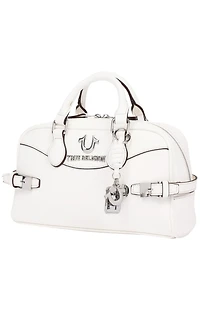 True Religion Brooks Smooth Faux Leather Belted Satchel Bag