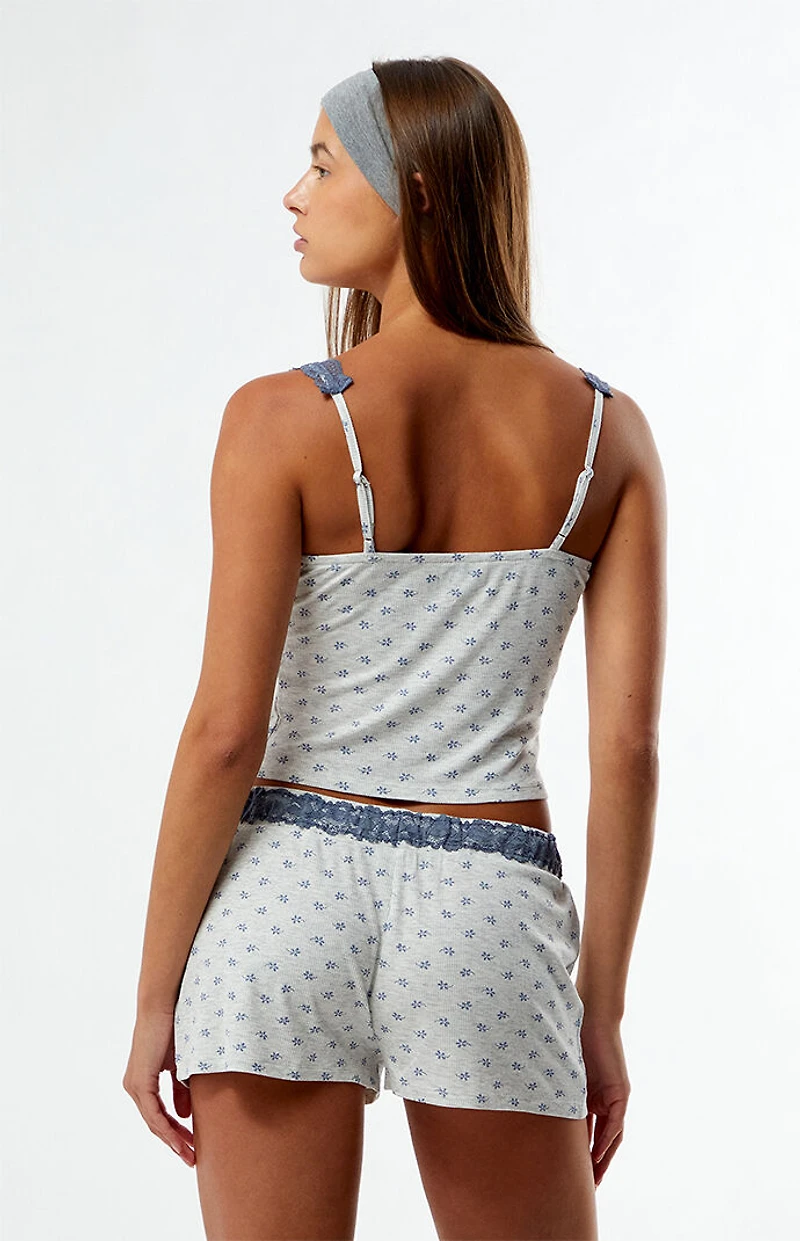 LA Hearts Floral Print Knit Pajama Tank & Shorts Two-Piece Set