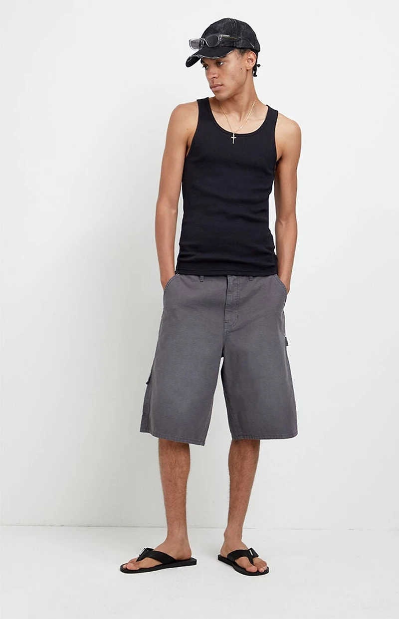 Pacsun Austin Extreme Baggy Jean Shorts Cargo Carpenter Charcoal