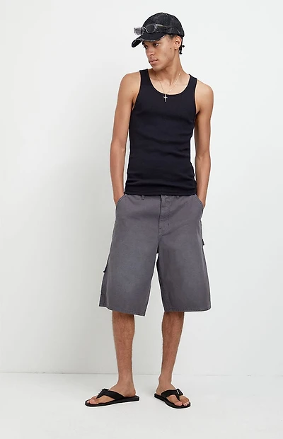 Pacsun Austin Extreme Baggy Jean Shorts Cargo Carpenter Charcoal