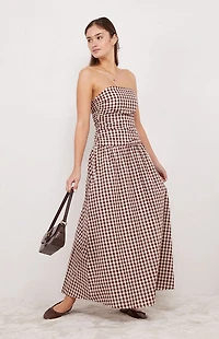 Your Favorite Gemma Strapless Gingham Maxi Dress