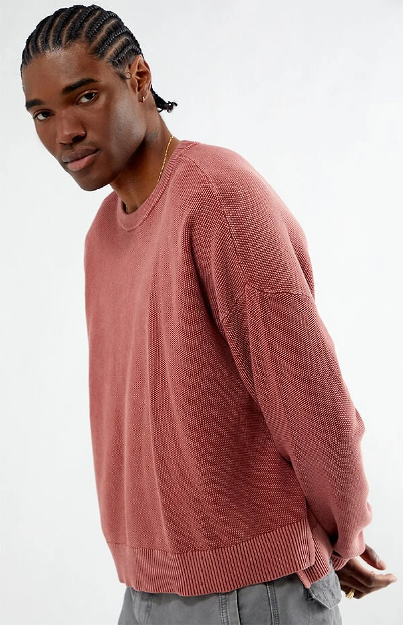 Pacsun Red Textured Crew Neck Sweater