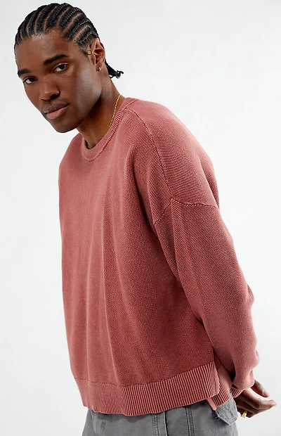 Pacsun Red Textured Crew Neck Sweater