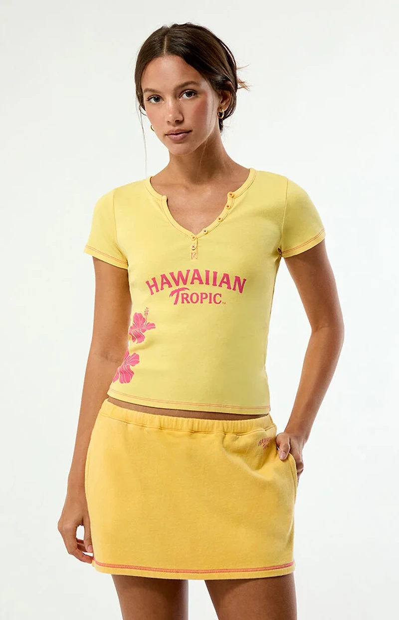 Hawaiian Tropic Henley Short Sleeve Top