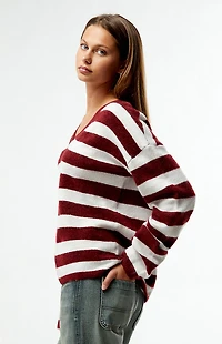 LA Hearts Striped V-Neck Sweater