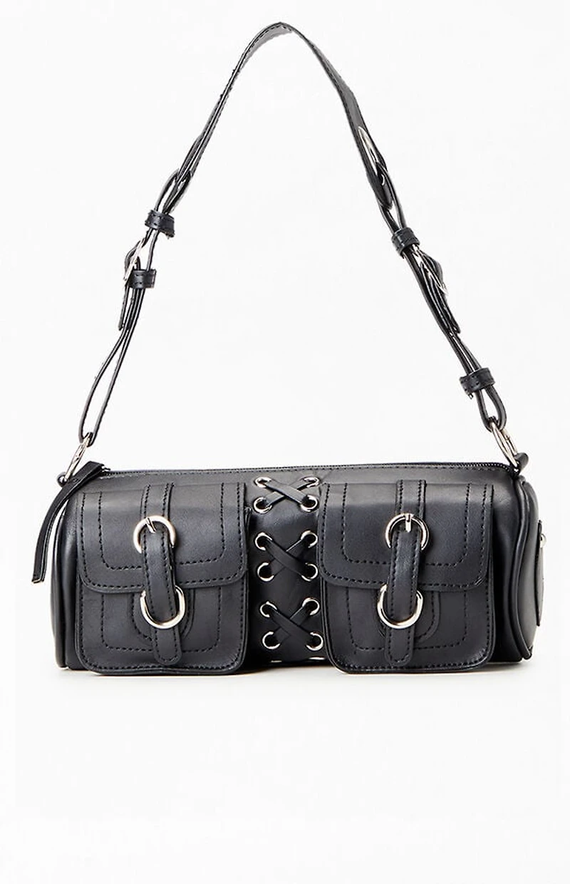 Pacsun Faux Leather Lace Up Structured Shoulder Bag