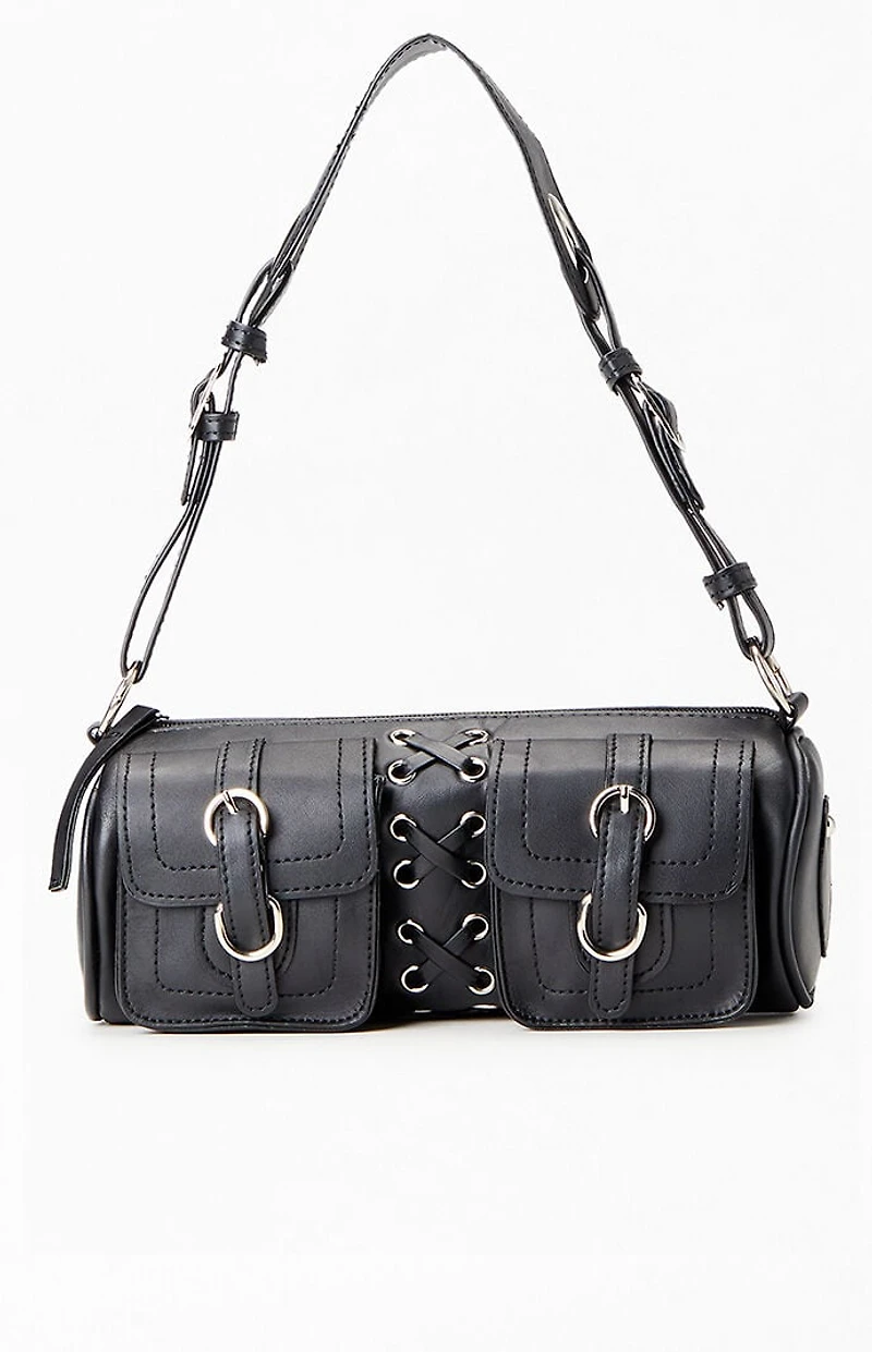 Pacsun Faux Leather Lace Up Structured Shoulder Bag