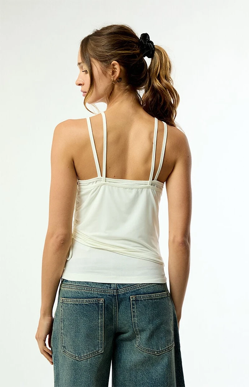adidas White Double Layered Tank Top
