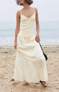 John Galt Yellow Lorene Button Tank Top