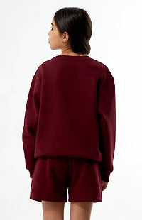 Pacsun Kids Maroon Plaid Star Embroidered Sweat Shorts