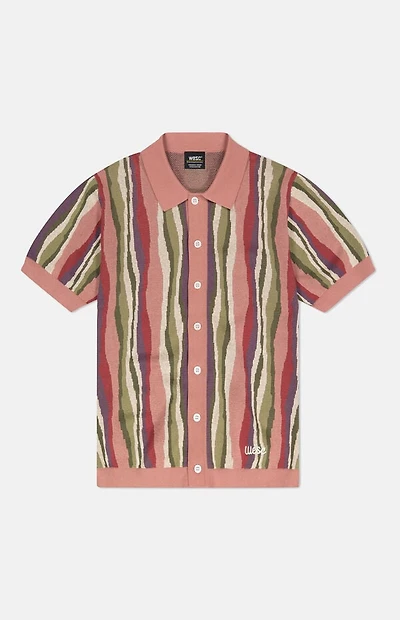 WeSC America Inc Rose Rippled Short Sleeve Polo Cardigan