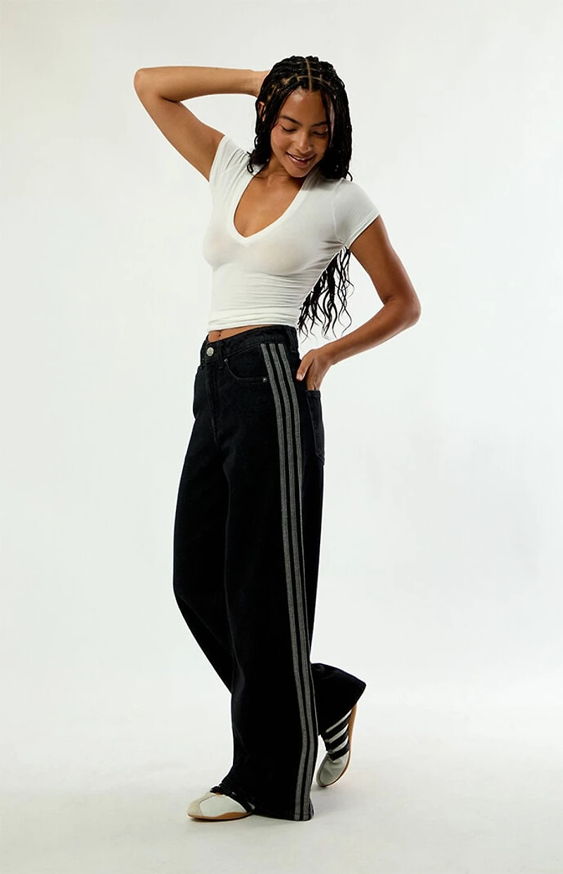 adidas High Waisted Wide Leg Baggy Jeans