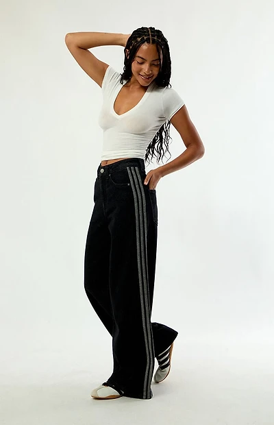 adidas High Waisted Wide Leg Baggy Jeans