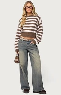 Edikted Penelope Fuzzy Striped Sweater