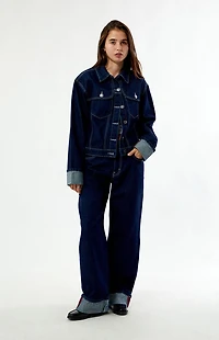 Daisy Street Dark Blue Paneled Denim Jacket