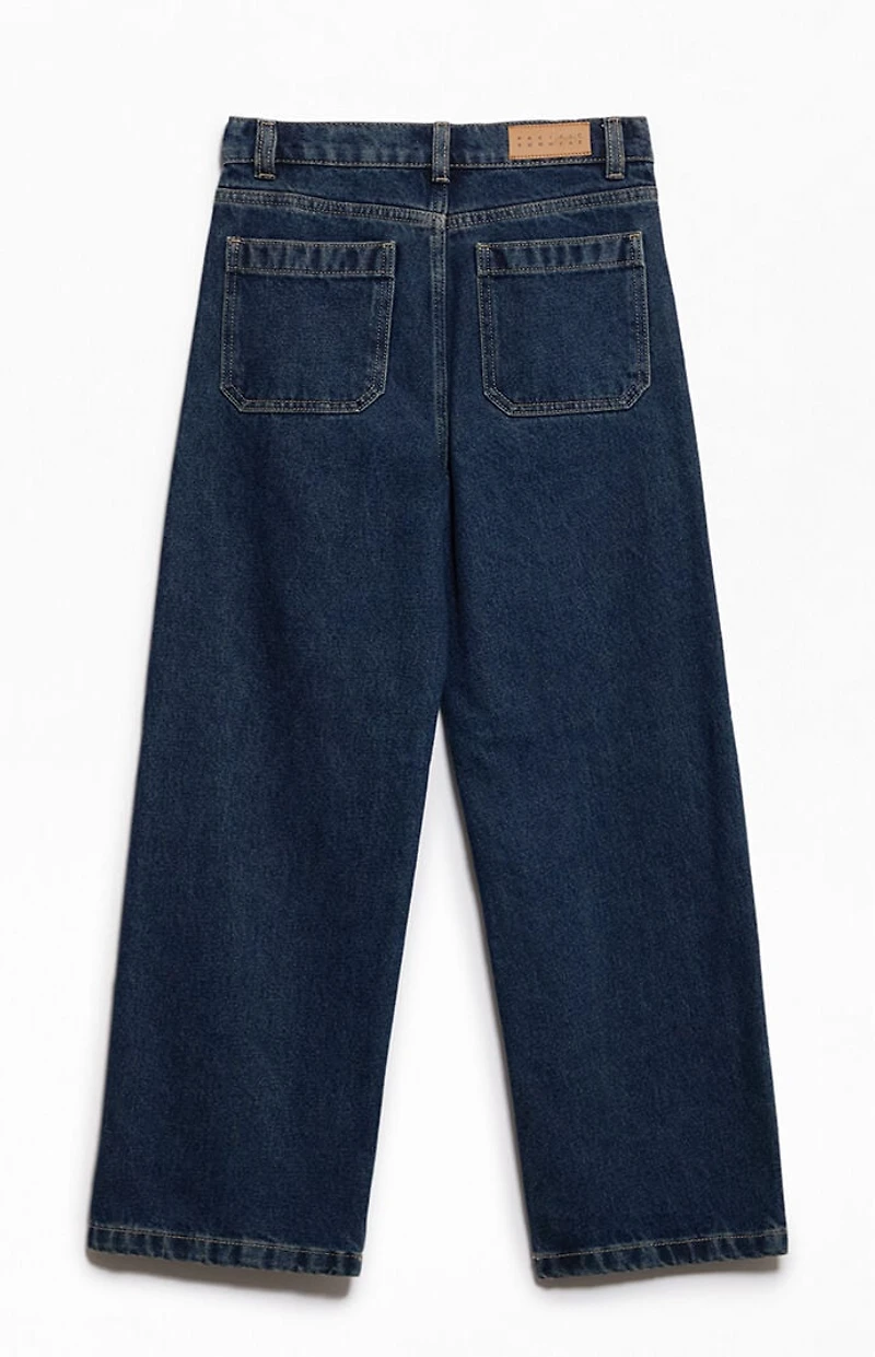 Pacsun Kids Baggy Jeans Contrast Stitch Dark Blue