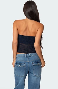 Edikted Embroidered Sheer Strapless Top