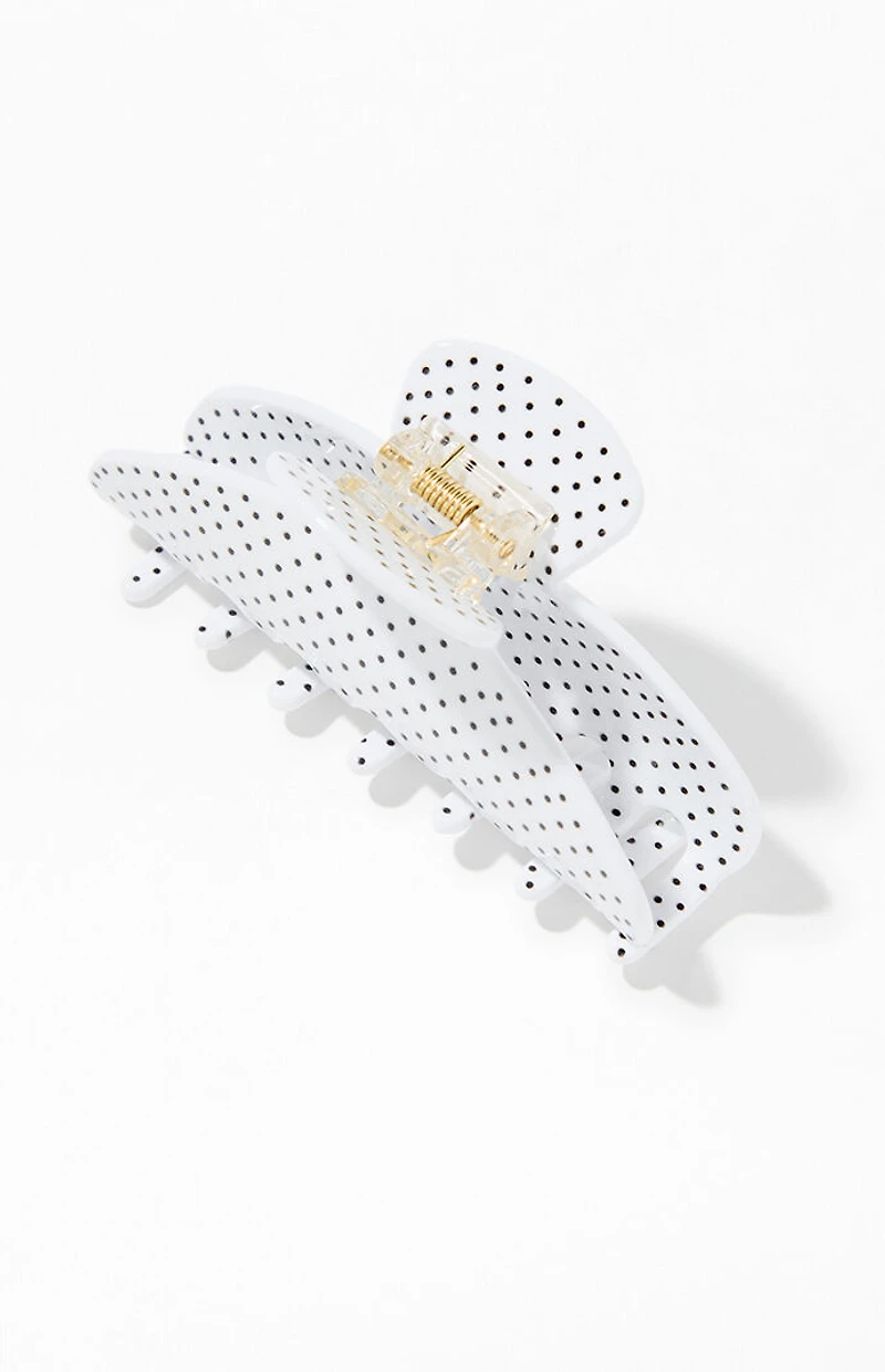 John Galt White Polka Dot Hair Claw Clip