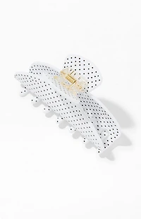 John Galt White Polka Dot Hair Claw Clip