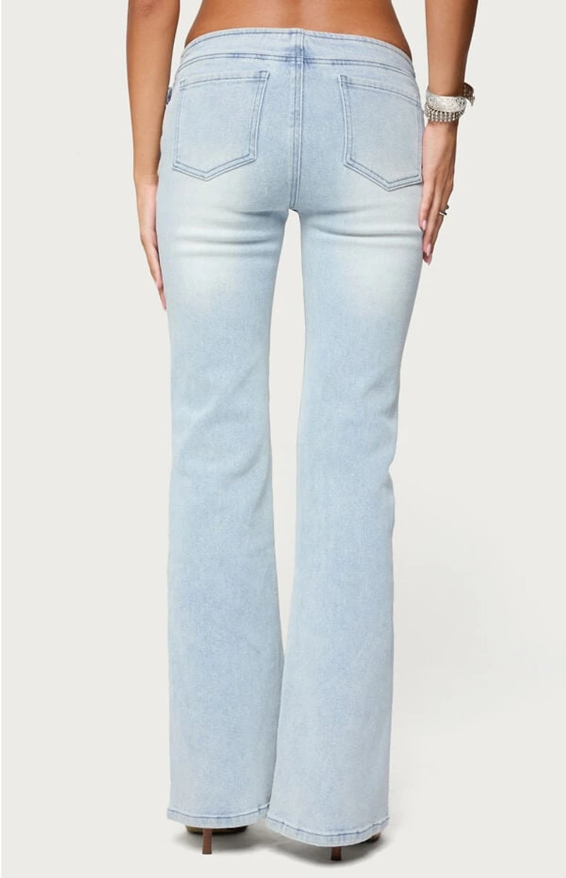 Edikted Kenza Belted Low Rise Flared Jeans