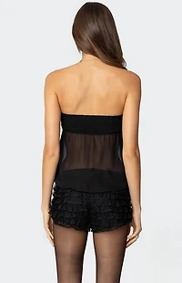 Edikted Starfish Strapless Chiffon Top