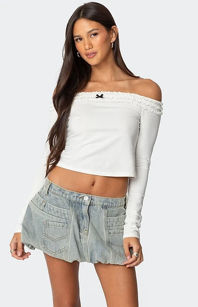 Edikted Gia Ruffled Off Shoulder Top