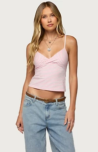 Edikted Emilea V Neck Striped Tank Top
