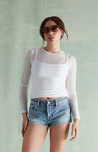 RARE DNM EDIT Jamie Denim Micro Shorts Rhinestone Light Blue