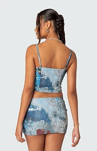Edikted Love Letter Printed Mesh Corset