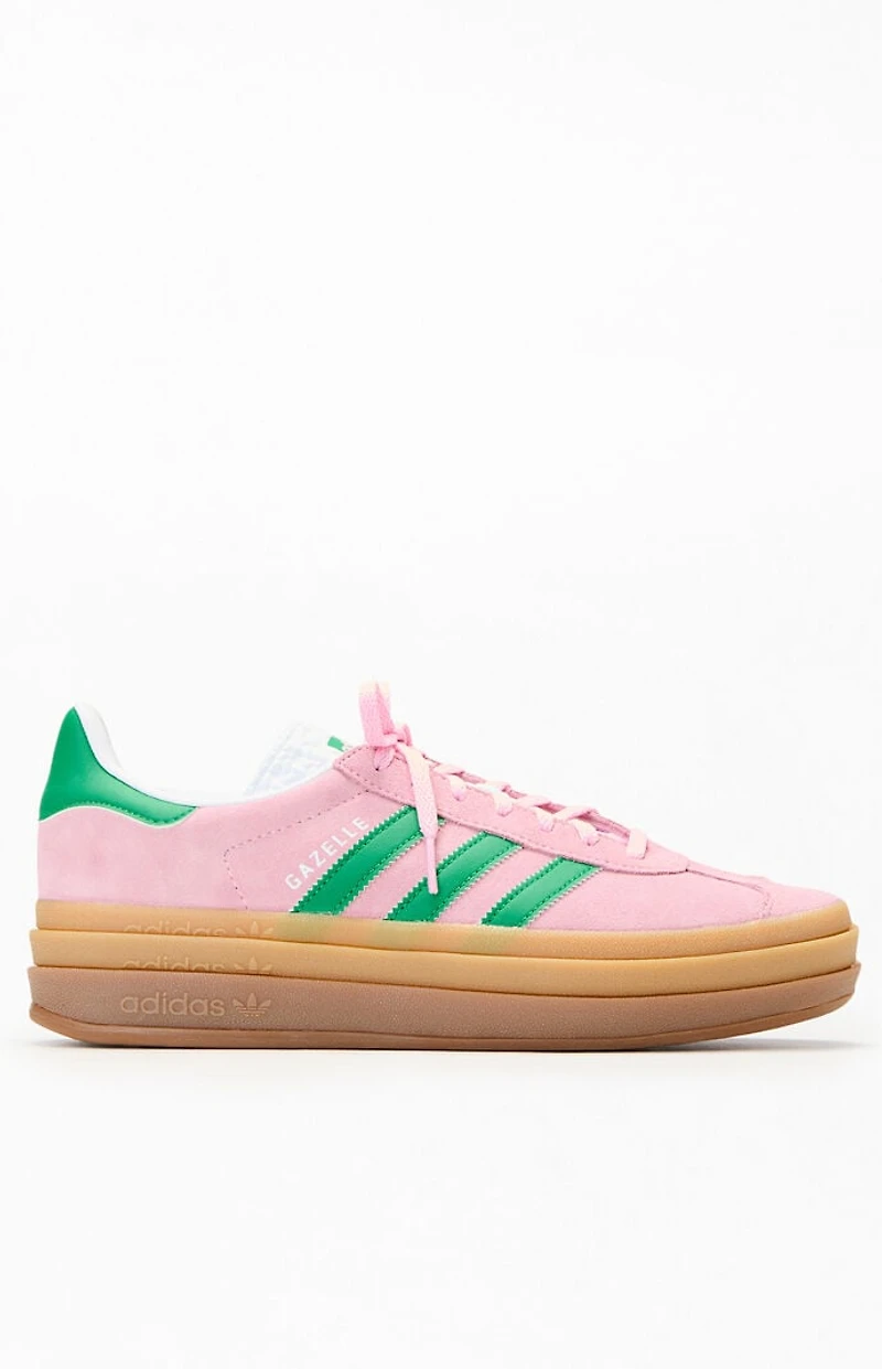 adidas Women's Green & Pink Gazelle Bold Sneakers