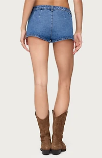 Edikted Grommet & Stud Denim Micro Shorts